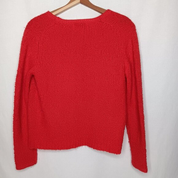 Vtg Tanner Womens Small Sweater Red Cardigan Textured Knit Open Front Holiday - Picture 2 of 10